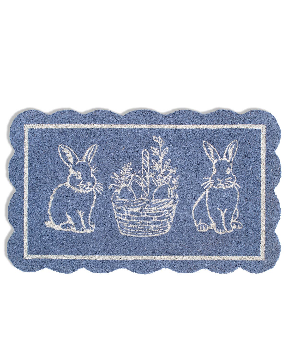 Morgan Bunny Scallop Coir Doormat Light Blue/White 18x30