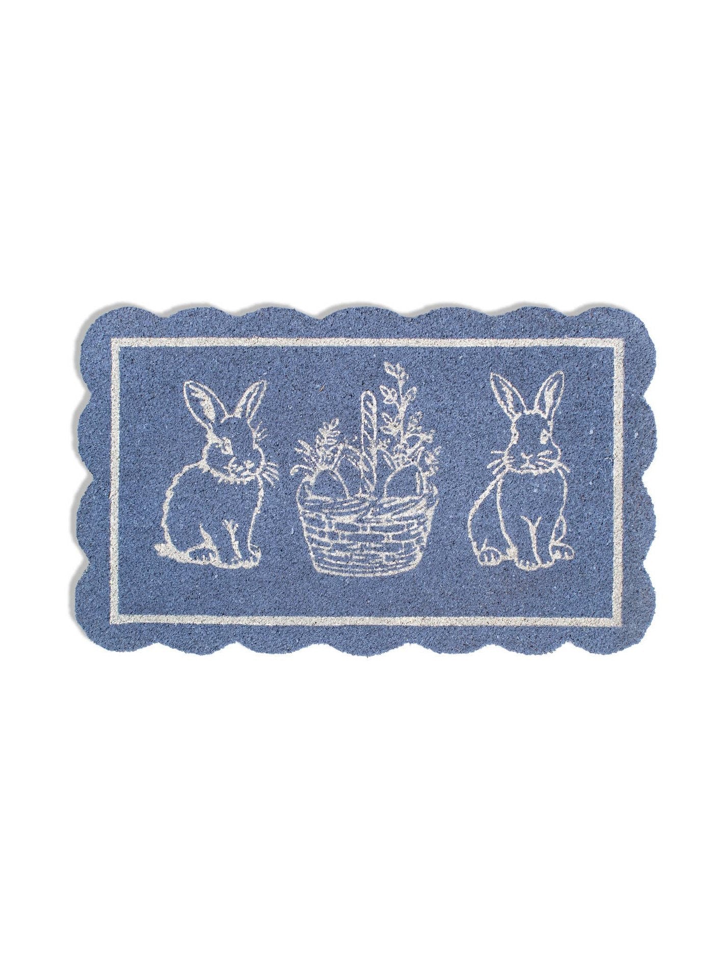 Morgan Bunny Scallop Coir Doormat Light Blue/White 18x30