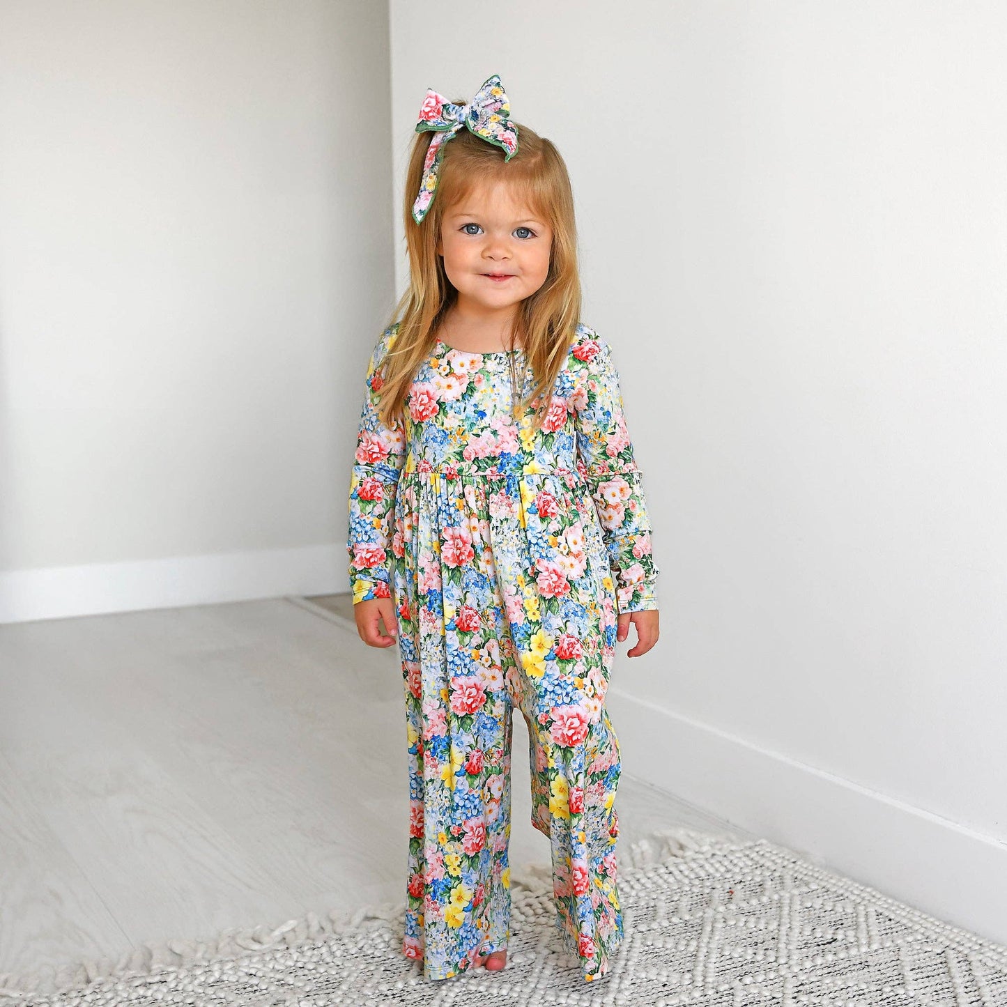 Joanna WIDE LEG ROMPER Bamboo Floral Kids Clothing Outfit