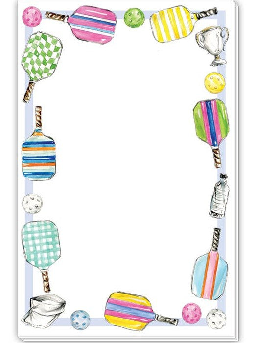 Colorful Pickleball Paddles and Icons Border Large Notepad