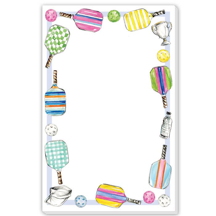 Colorful Pickleball Paddles and Icons Border Large Notepad