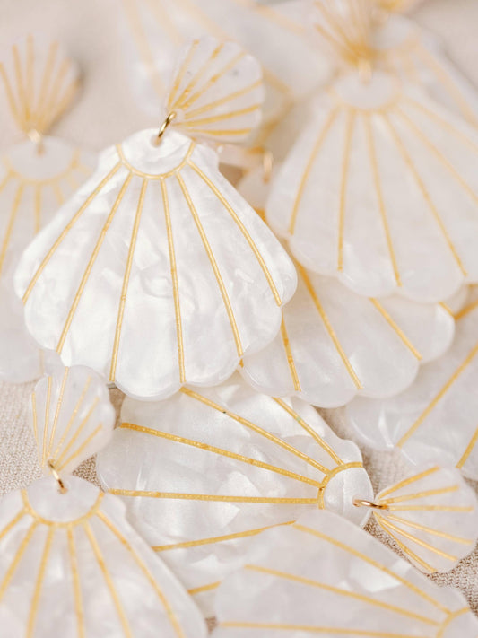 White Tortoise Statement Shell Earrings