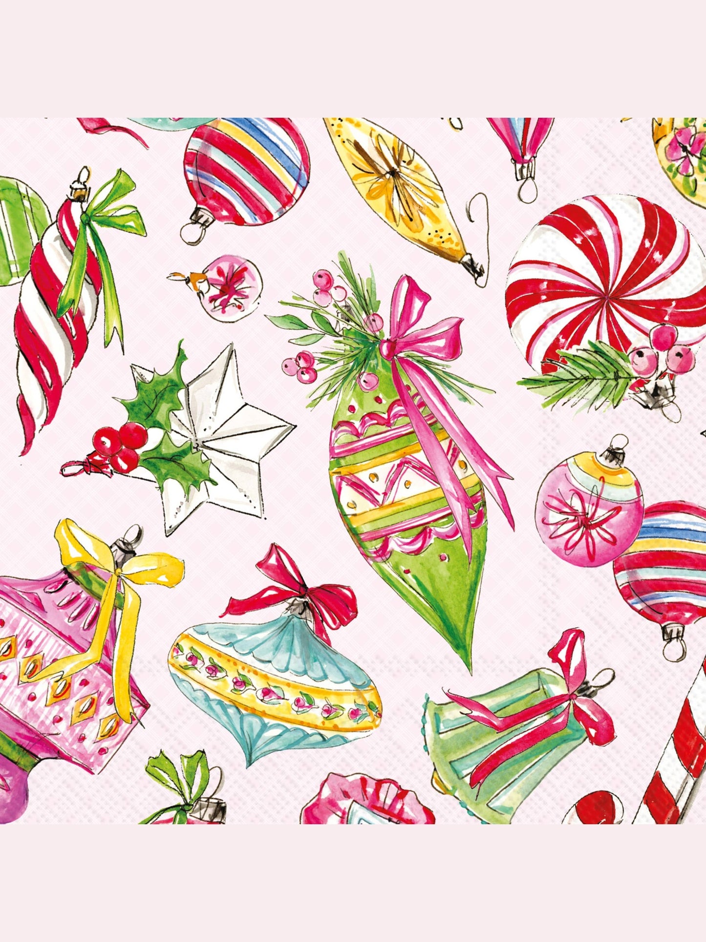 Paper Cocktail Napkins 20ct Vintage Ornaments Christmas