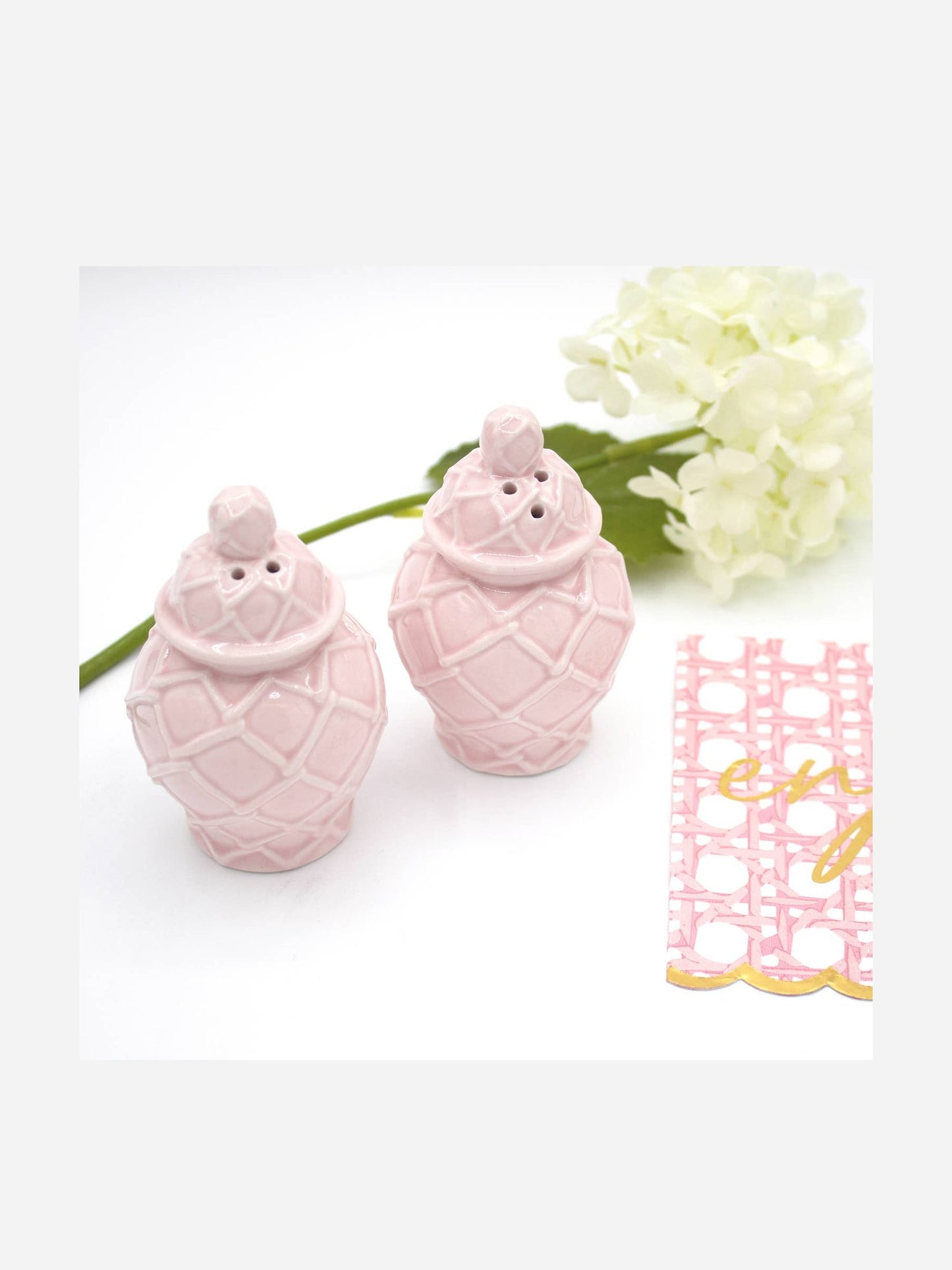 Pink Textured Jar Salt & Pepper Shaker Boxed Set
