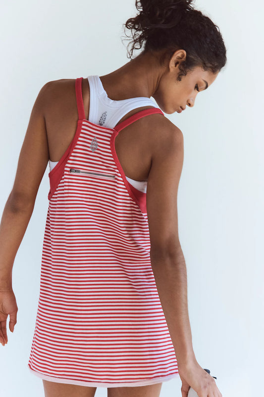 Hot Shot Printed Mini Dress - Court Stripe Grapefruit