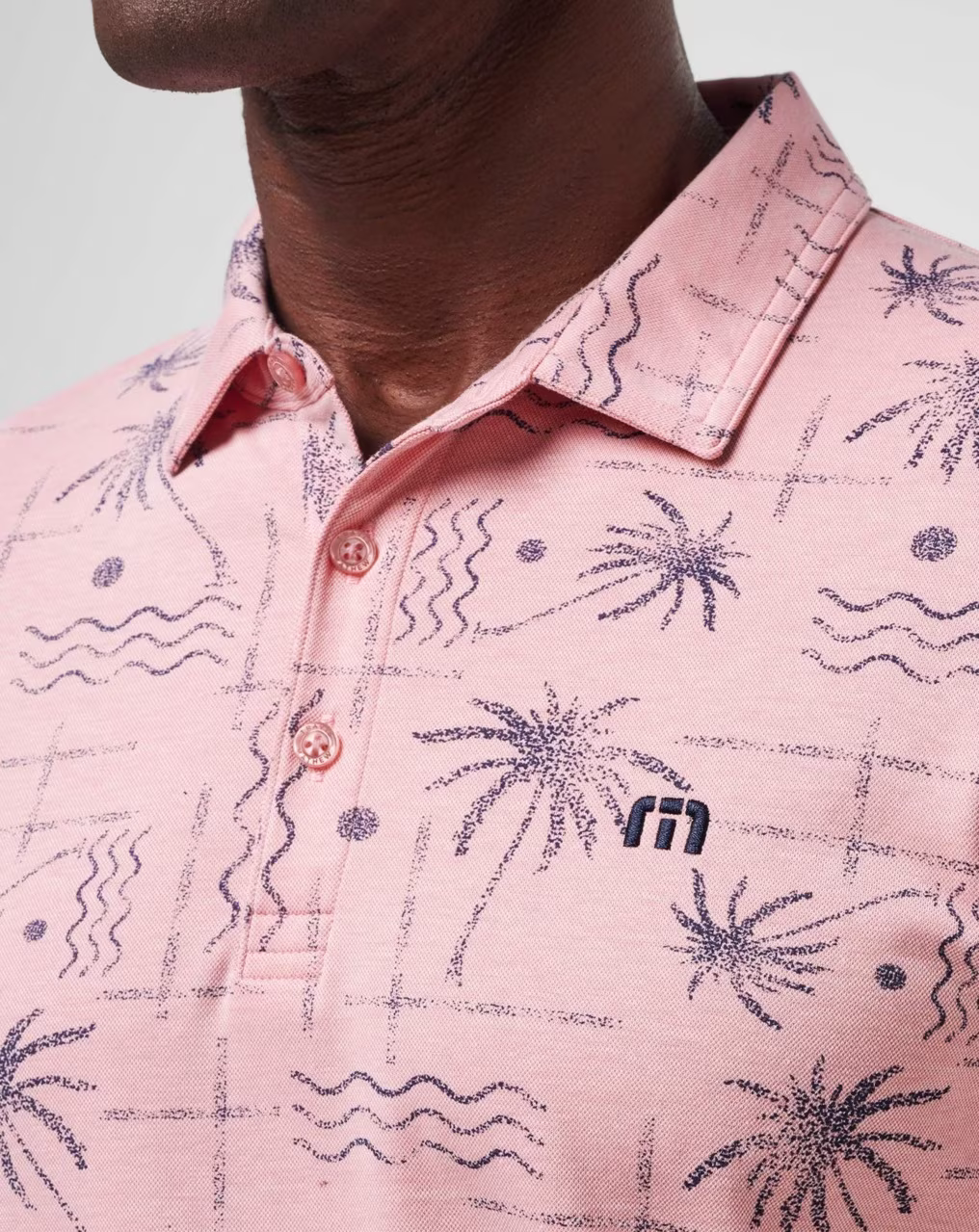 coconut palm tshirt TravisMathew Coconut Palm Men's Polo Large / Heather Blush