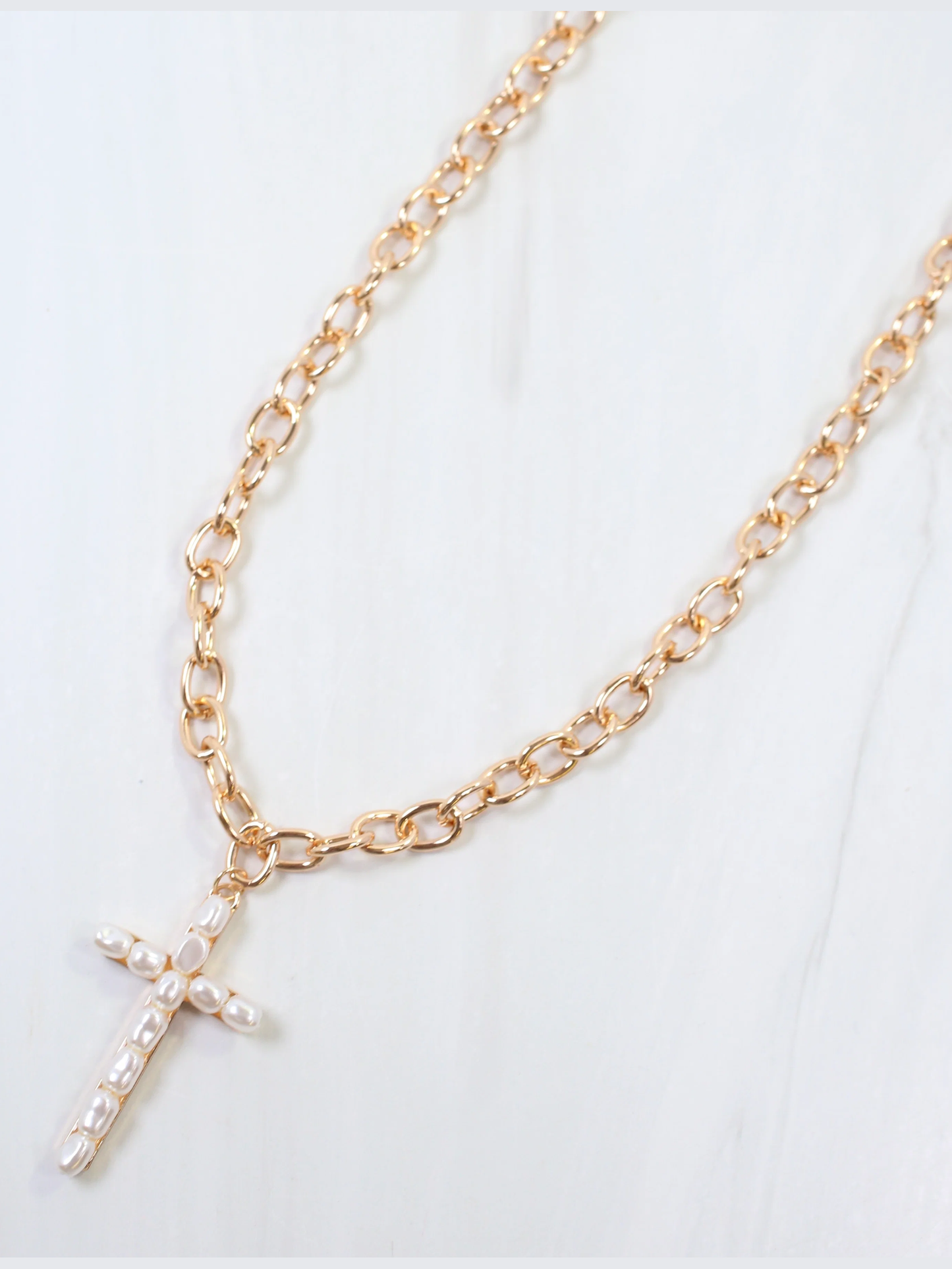 Cara Pearl Cross Necklace