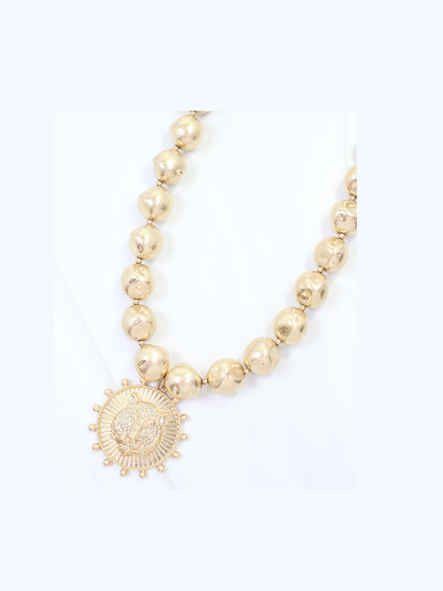 Carmen Beaded Coin Necklace - Tiger