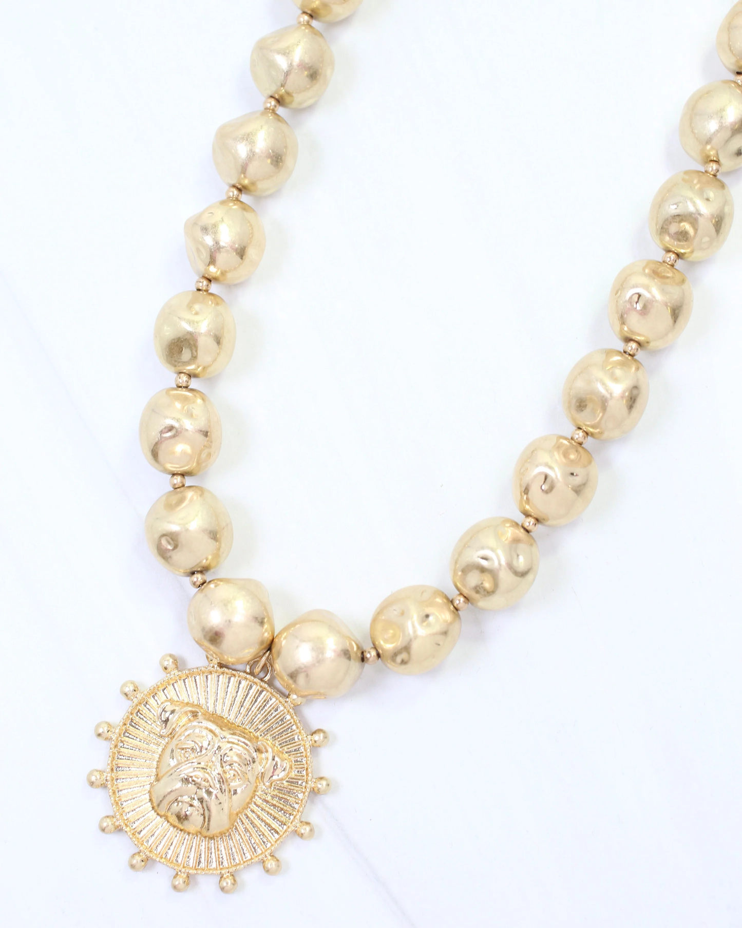 Carmen Beaded Coin Necklace - Bulldog