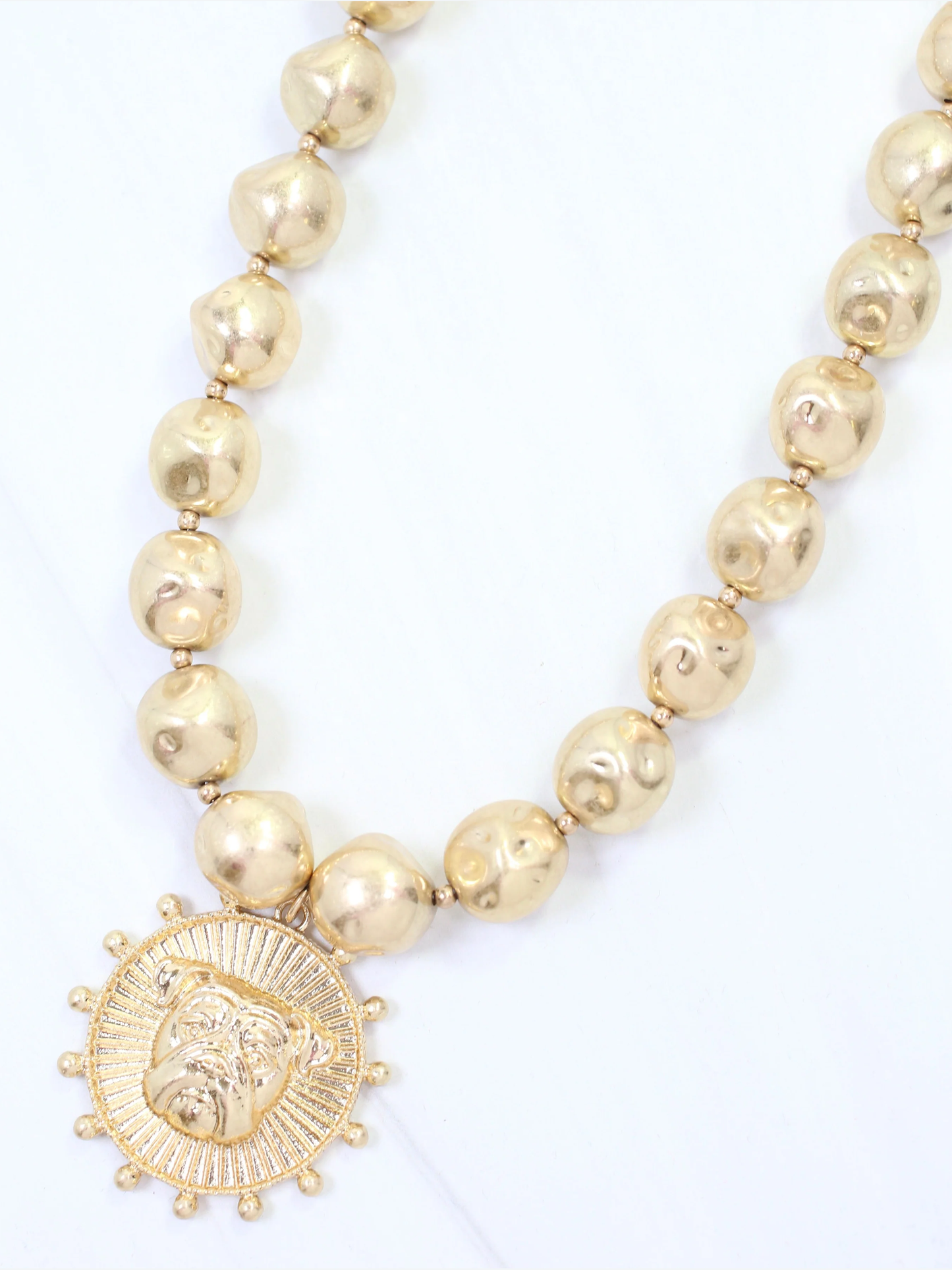 Carmen Beaded Coin Necklace - Bulldog