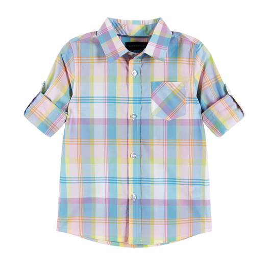 Roll Sleeve Plaid Shirt