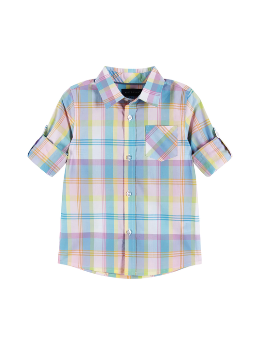 Roll Sleeve Plaid Shirt