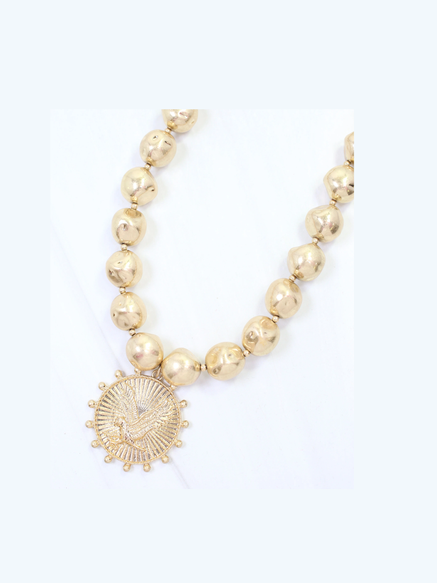 Carmen Beaded Coin Necklace - Eagle