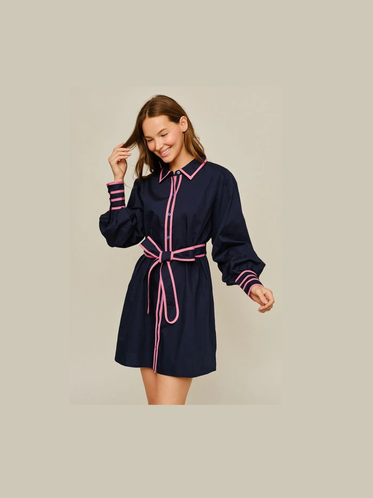 Navy Tie Front Mini Dress