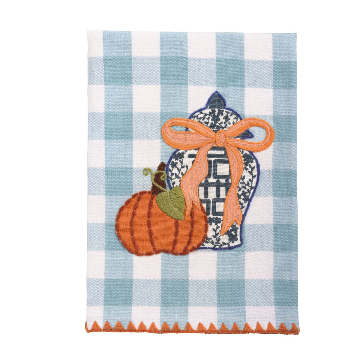 Gingham Pumpkin Topiary Towel