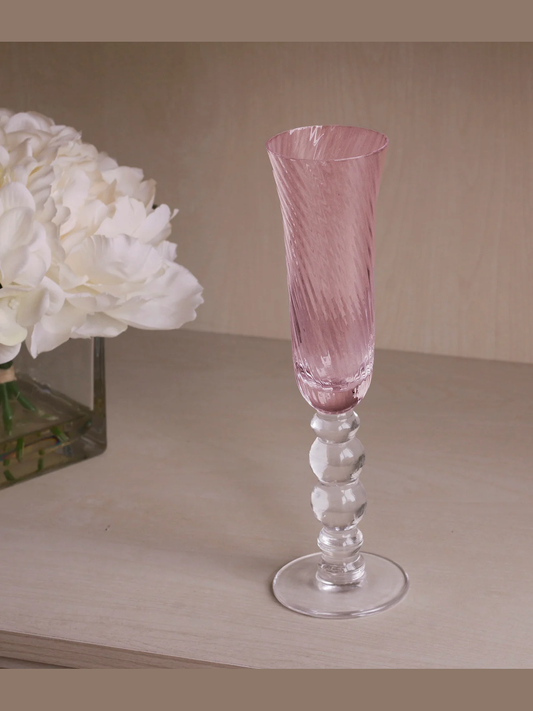 Pink French Swirl Champagne Flutes (S/4)