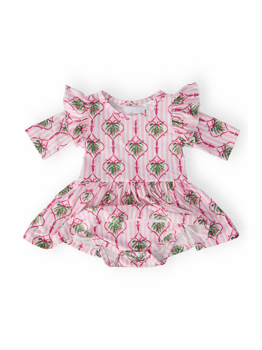 Merry Mistletoe 3/4 Sleeve Flutter Twirl Bodysuit