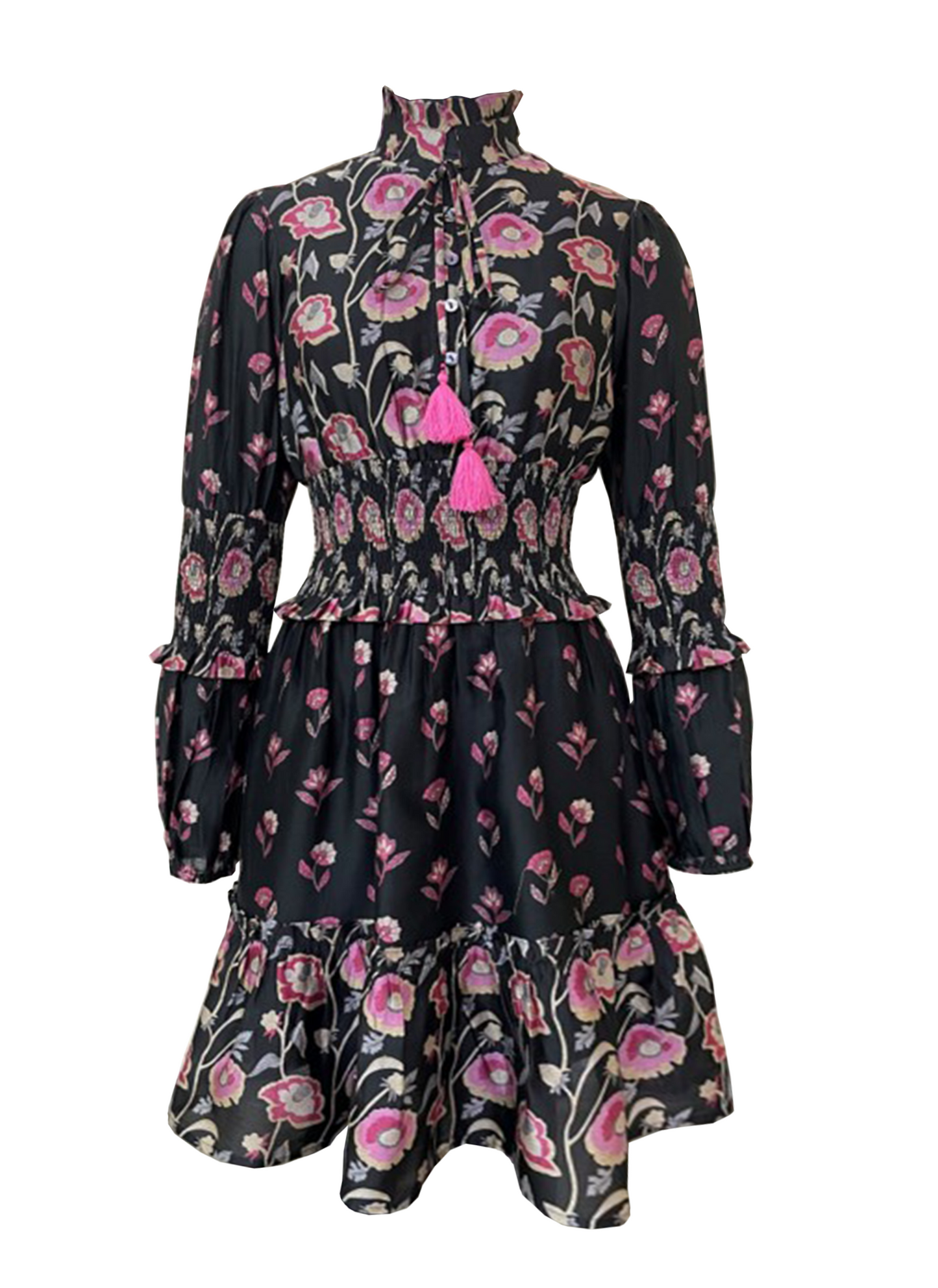Hibiscus black flora printed dress