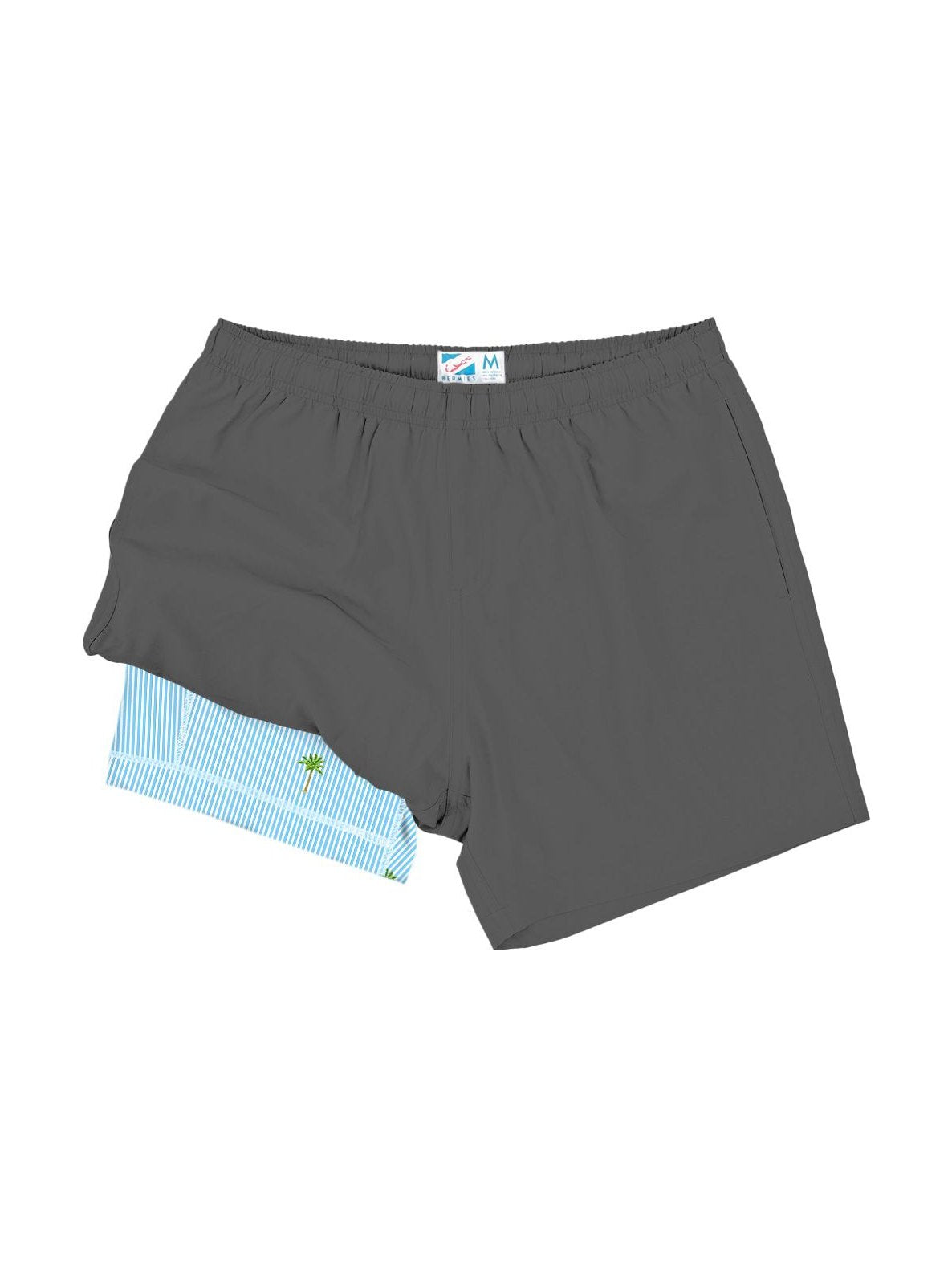 Grey Shorts (Palm Stripes)