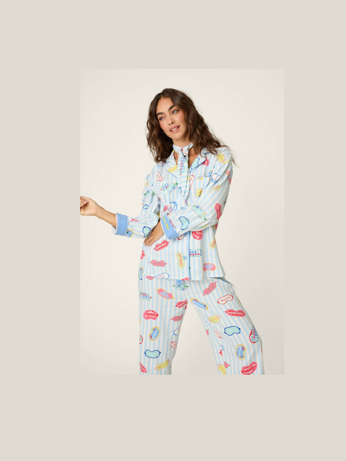 Out of Office Eyemask Print 3-Piece Flannel PJ Set