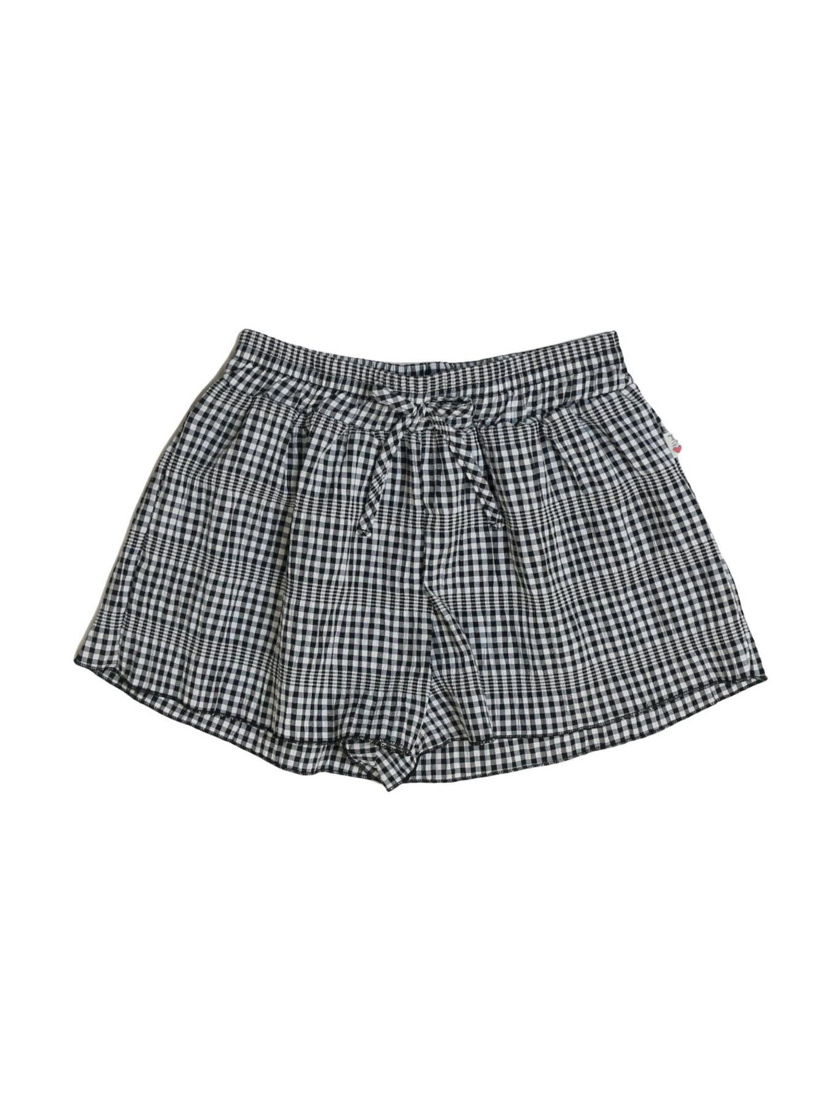 Black Check Drawstring Shorts