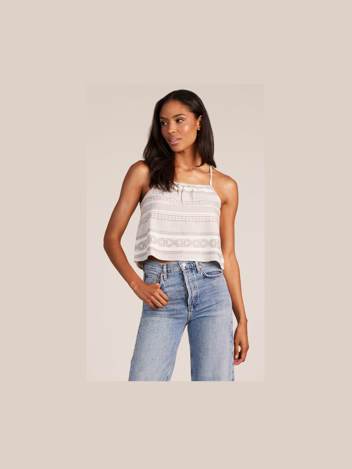 White/Tan Cami Top