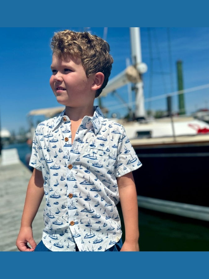 Maui Navy Boats Shirt