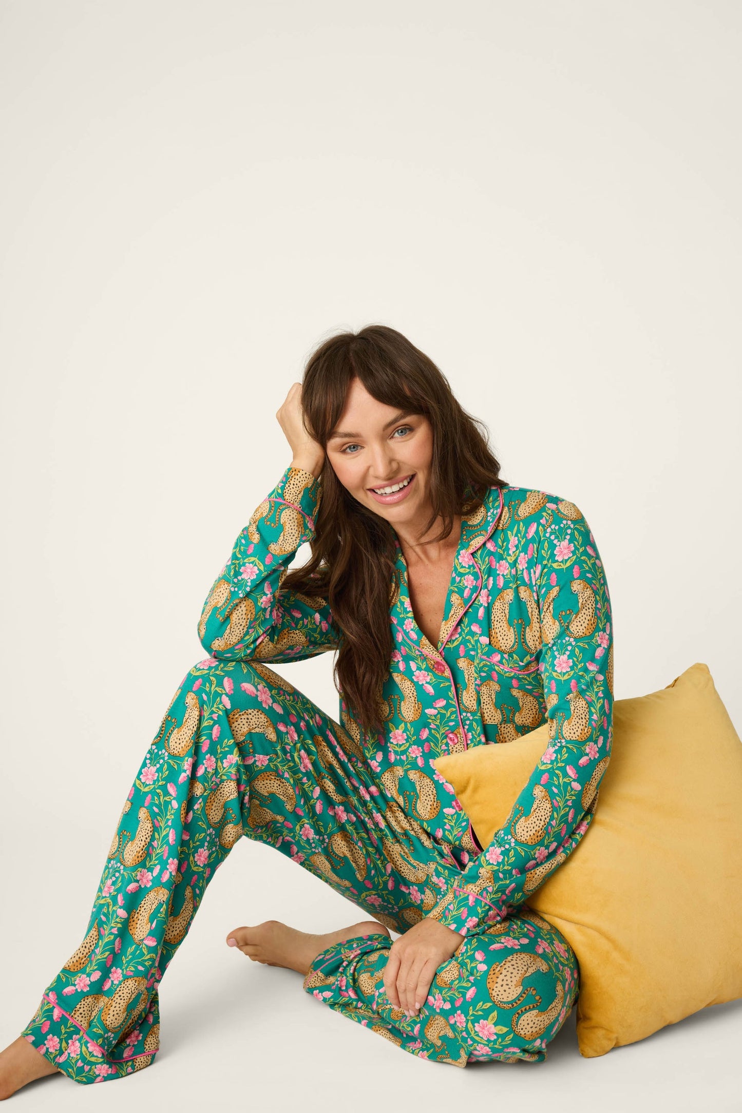 Cheetah Bonita Dreams Cheetah Print Long Sleeve PJ Set