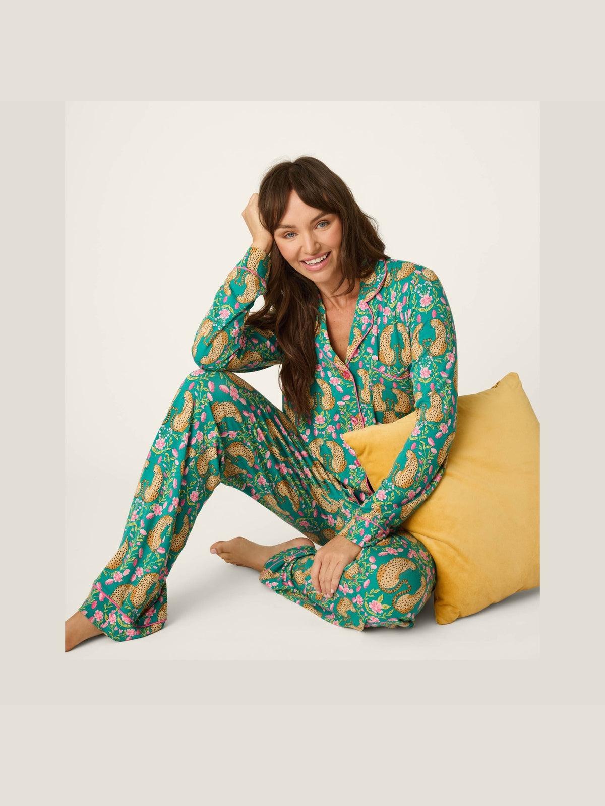 Cheetah Bonita Dreams Cheetah Print Long Sleeve PJ Set