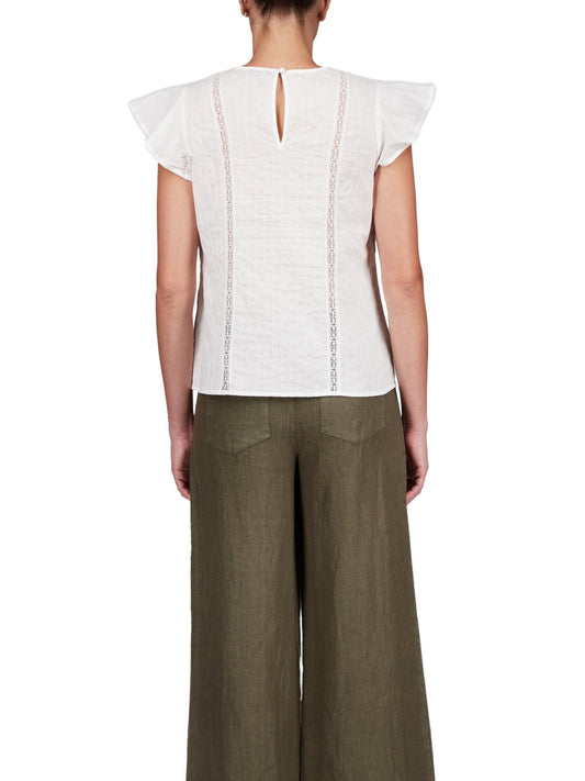 Ruffle Sleeve Shell - White