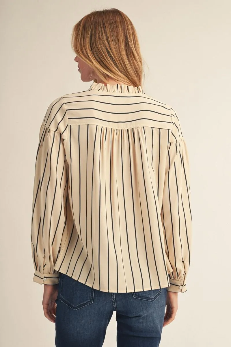 Beige Striped Blouse