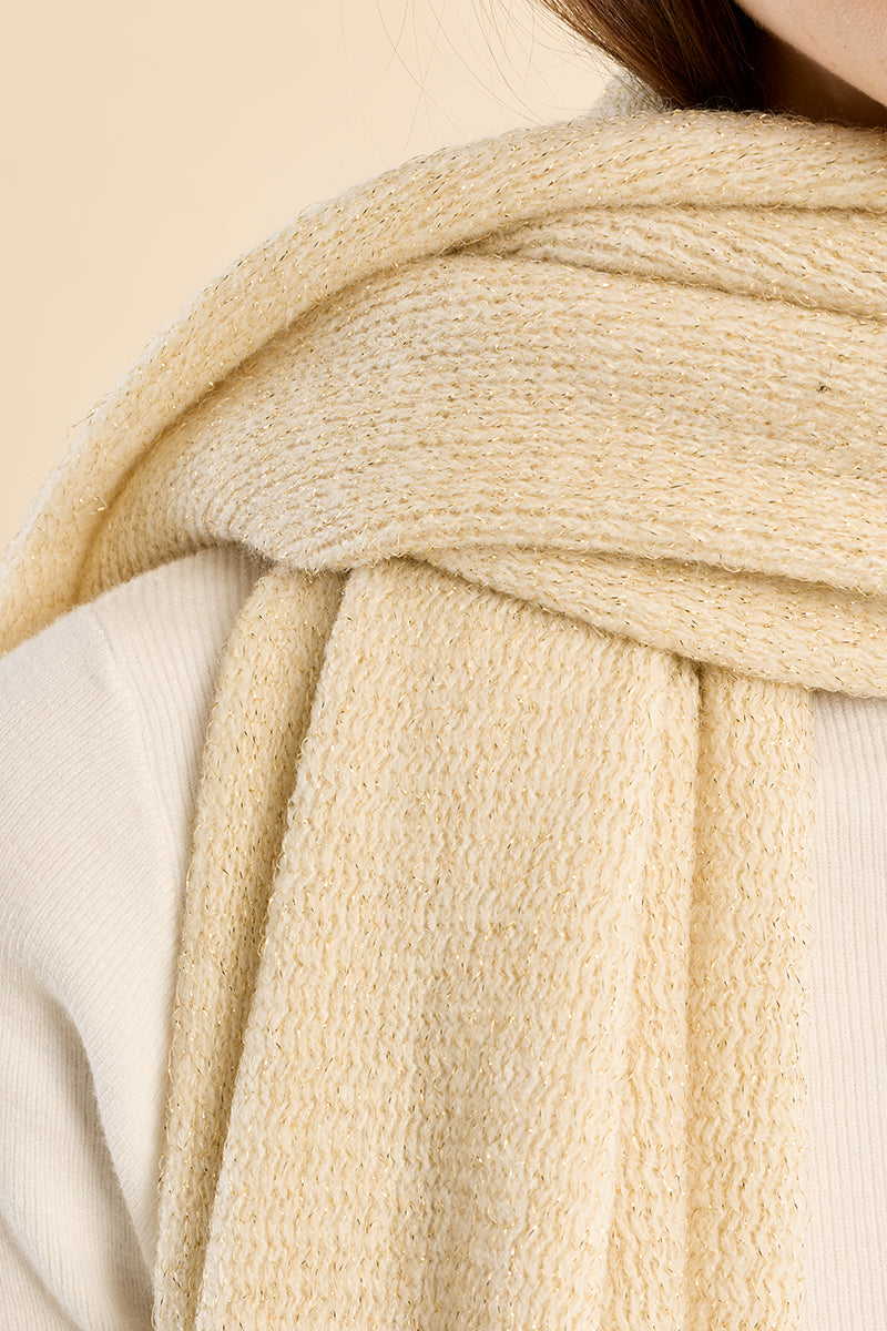 Knitted Fringe Scarf - Off White