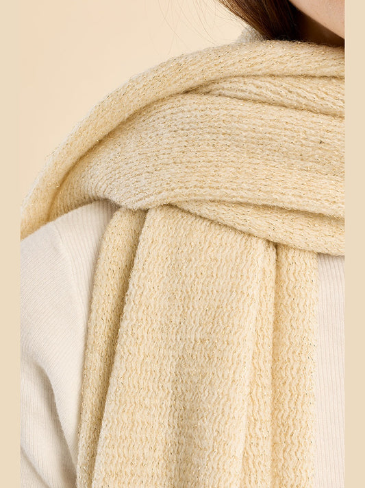 Knitted Fringe Scarf - Off White