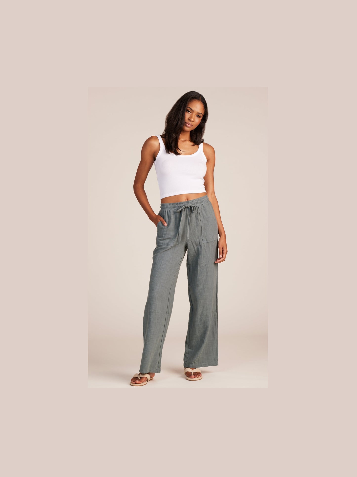 Dark Sage Wide Leg Pants