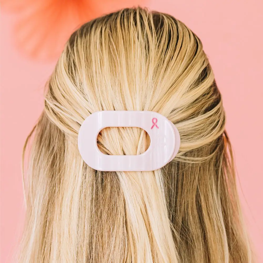Flat Round Hair Clip | Small | Pink Ribbon Power