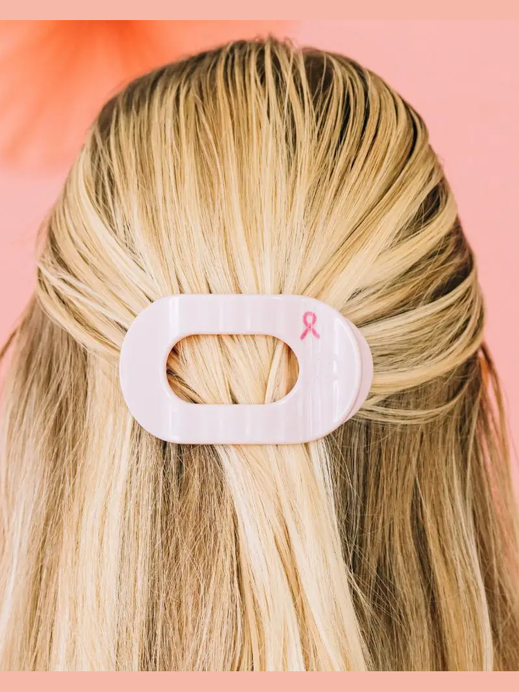 Flat Round Hair Clip | Small | Pink Ribbon Power