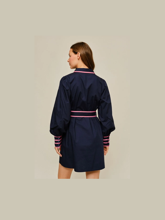 Navy Tie Front Mini Dress