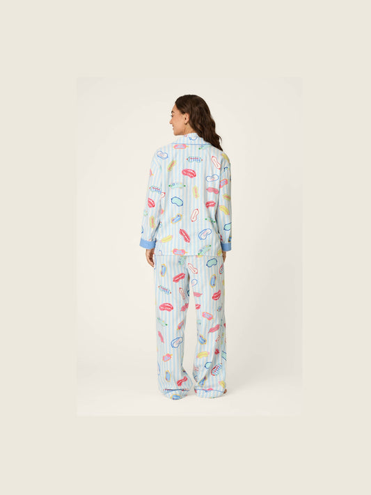 Out of Office Eyemask Print 3-Piece Flannel PJ Set