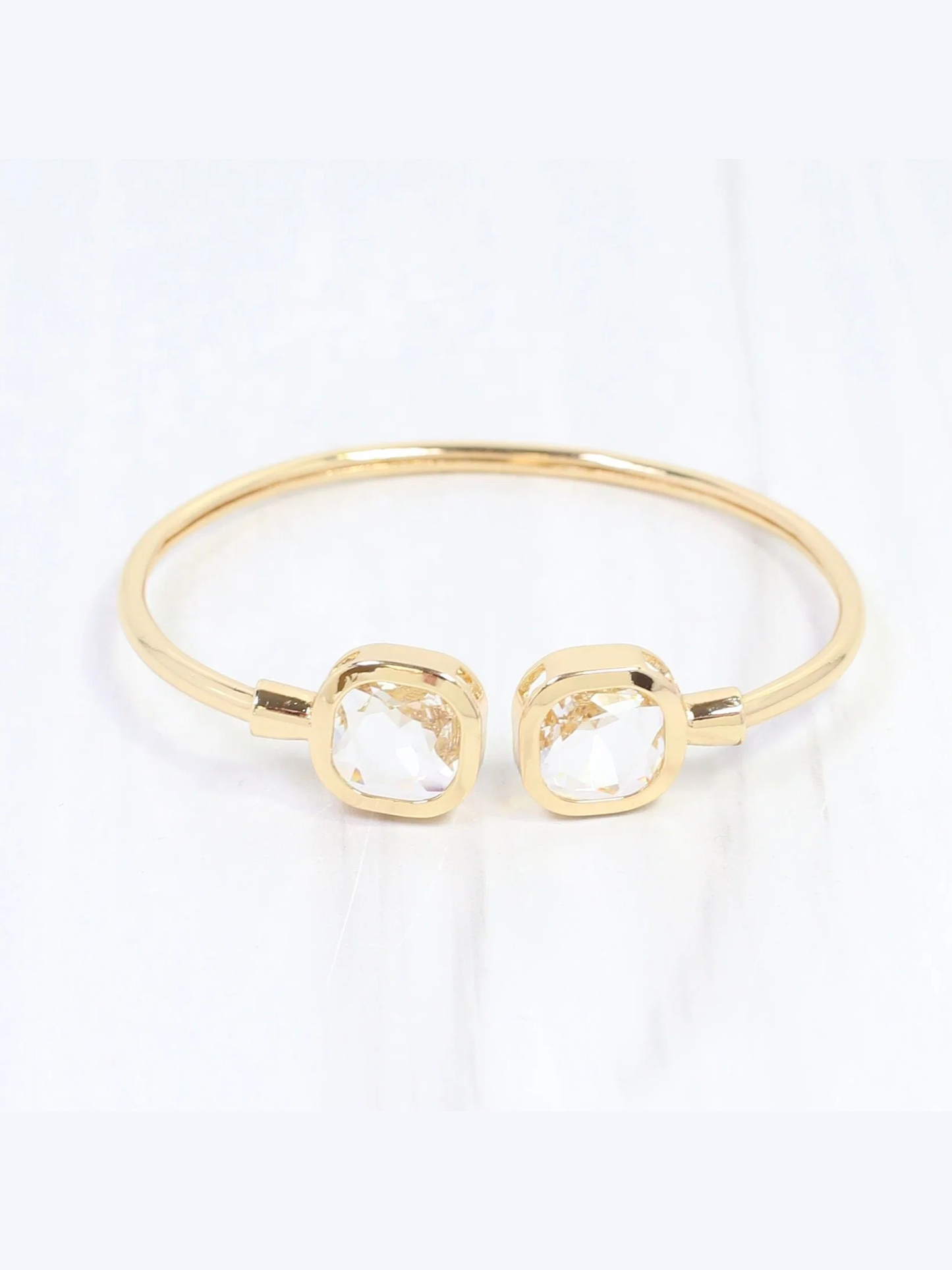 Kira Square Crystal Cuff Bracelet - Clear