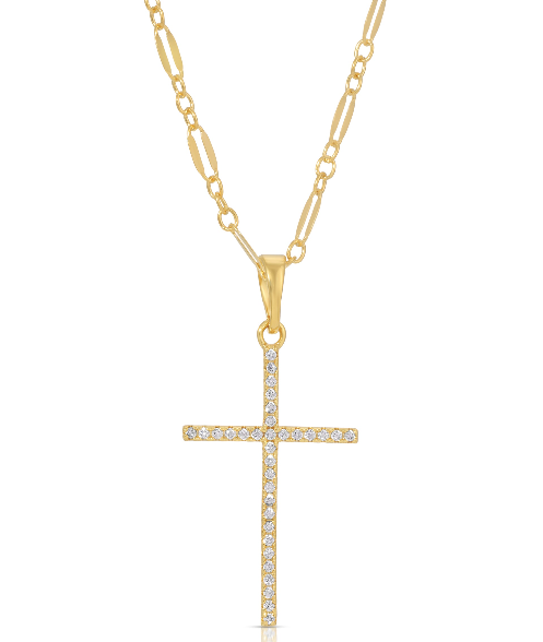 CZ Whisper Cross Necklace
