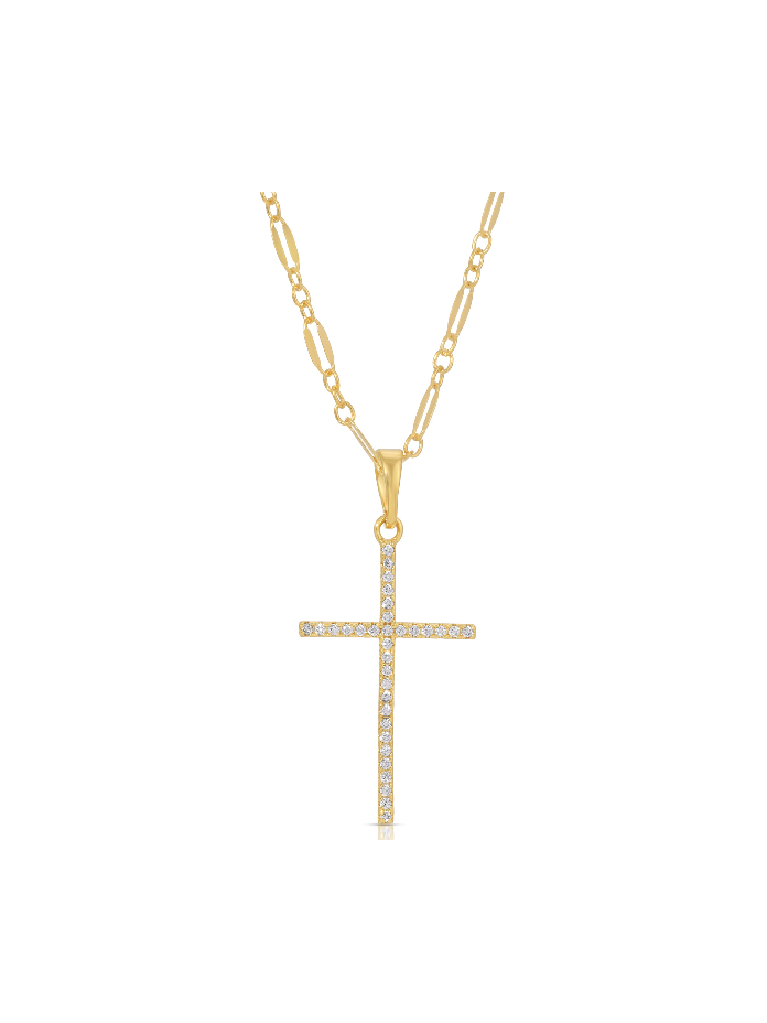 CZ Whisper Cross Necklace