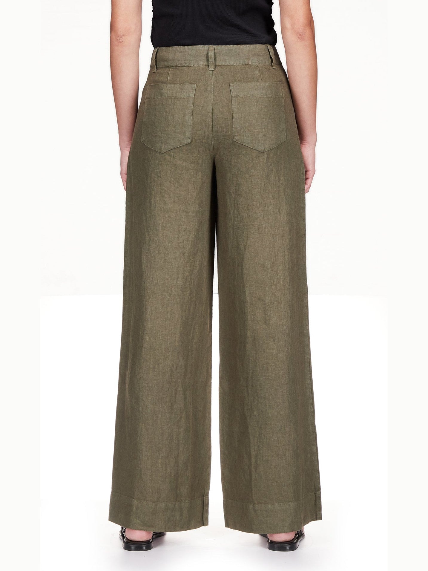 Linen Marine Wide Leg - Olive