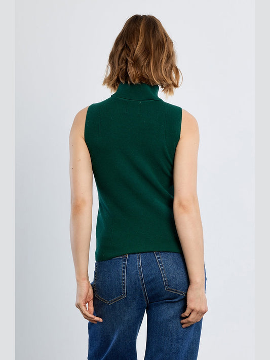 Sleeveless Turtleneck Sweater - Forrest Green