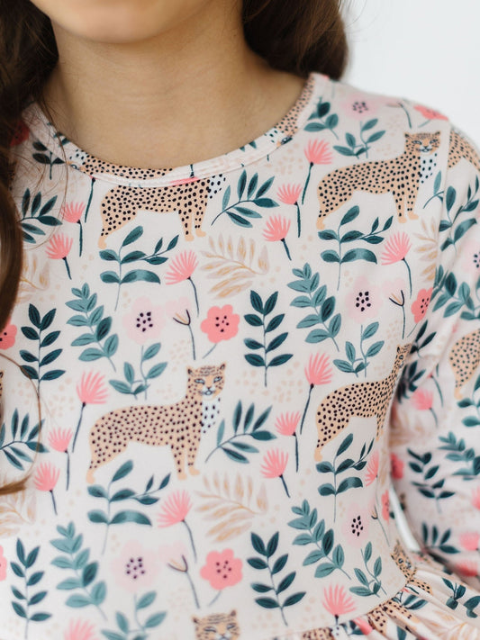 3/4 Sleeve Pocket Twirl Dress - Cheetah Girl