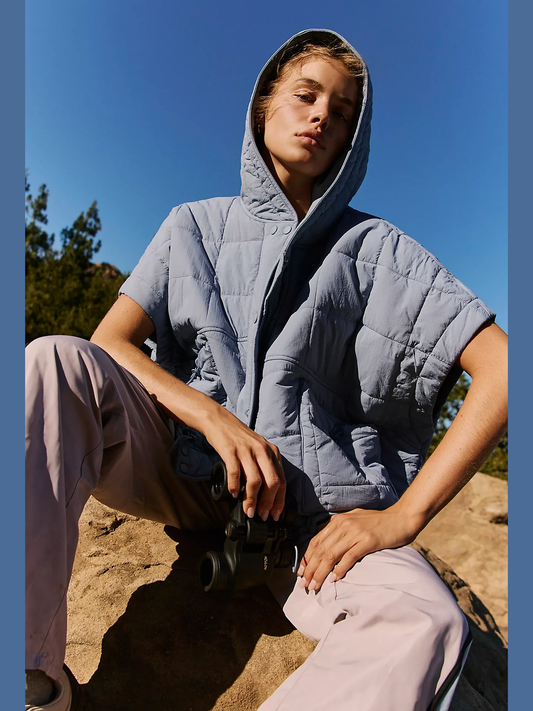 Happy Trails Poncho - Blue/Grey