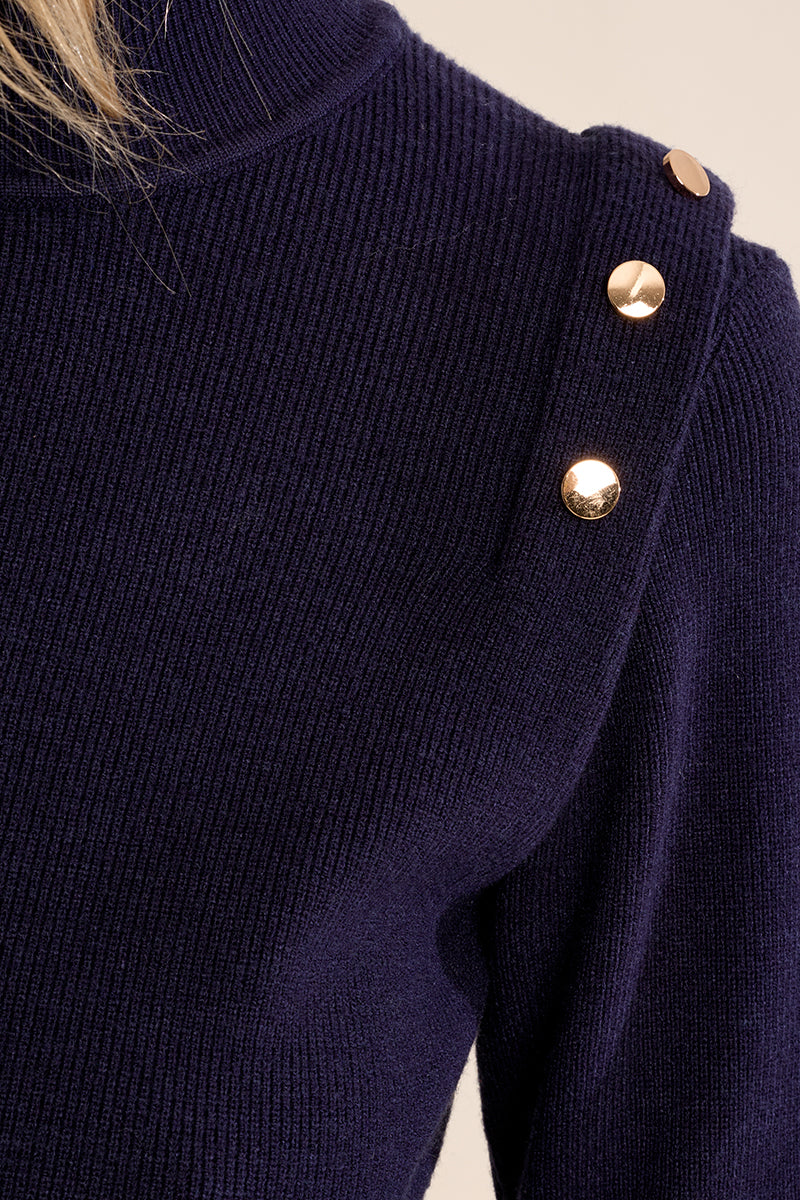 Mock Neck Sweater - Navy