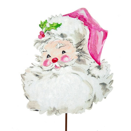 Santa Yard Stake - Pink