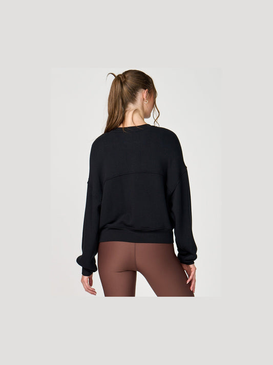 Oversize Crop Crew Neck - Black