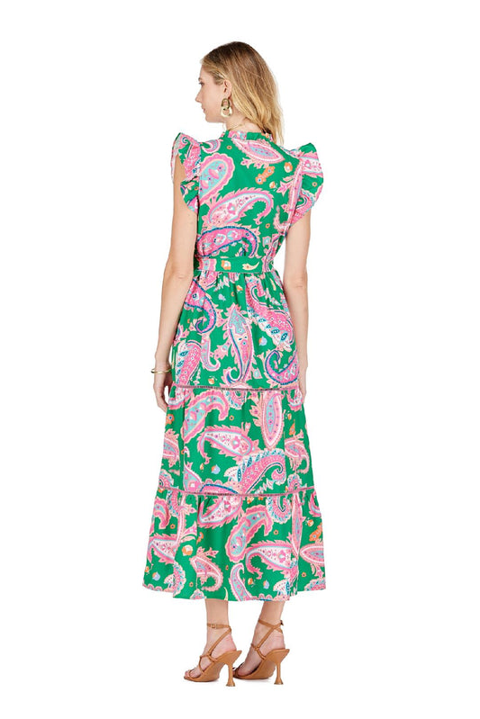 Spring Paisley Tiered Maxi Dress