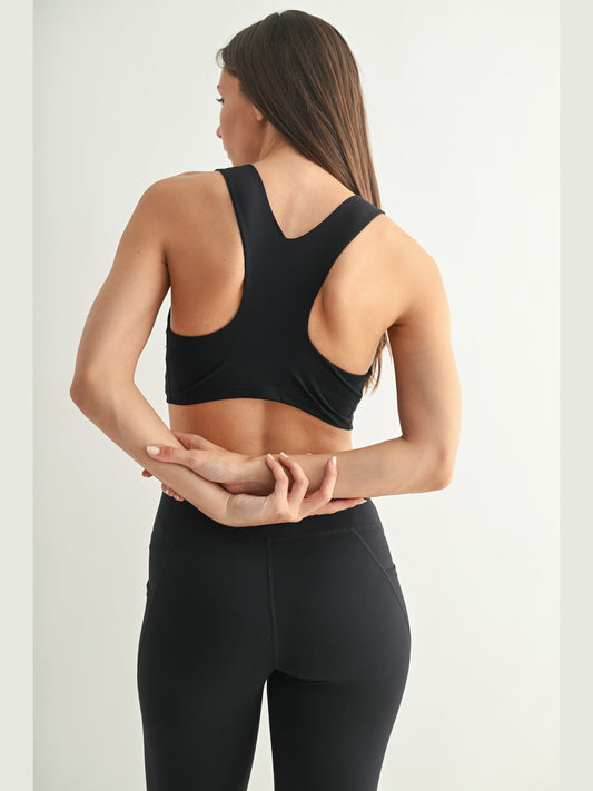 Venice Cloud Light Square Neck Sports Bra - Black
